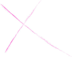 Straight, scribbled, textured X shape