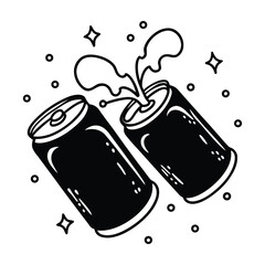 Produce a Bold Graphic of Two Soda Cans Popping Open New