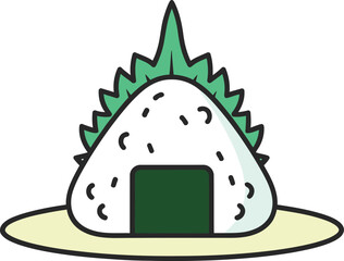 Japanese Triangle Rice Ball Illustration.