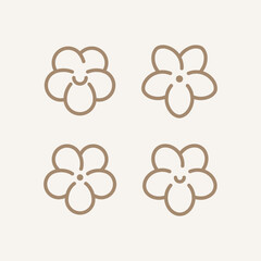 Flower bud symbol - violet flower. Modern linear design sign.