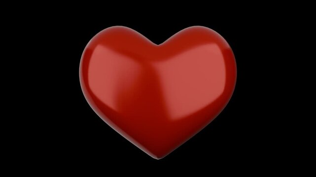 3D heart beat animation, bp animation, rhythm Love symbol beating for anniversary, wedding or world heart day concept with transparent background