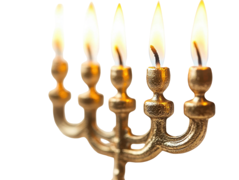 A Beautifully Lit Menorah with Flickering Flames on a Dark Background, Symbolizing Jewish Tradition and Celebration During Chanukah Festivals on transparent background