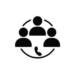 Conference call icon with three people connected by network using modern technology