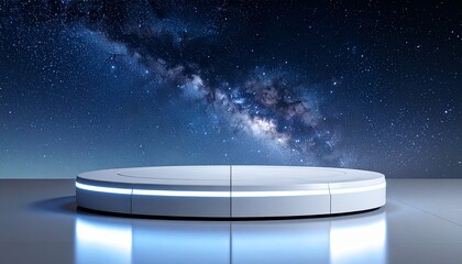 Futuristic Space Station Interior with Cosmic View