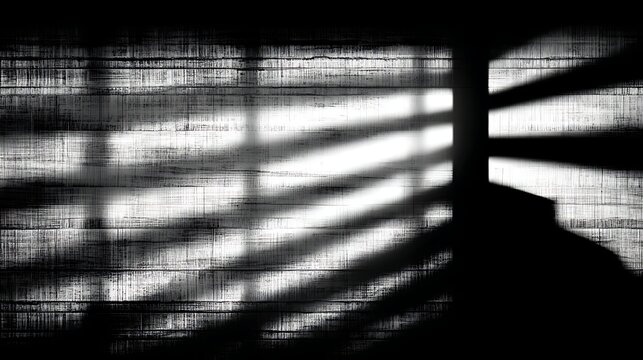 Black and White Shadowed Window Blinds with Light Filtering Through in Artistic Mood