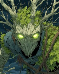 Mythical Leshy guardian spirit in shadows high resolution Images