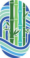 Bamboo and Water Design: Serene Asian-Inspired Illustration.