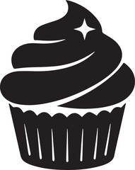 Cupcake Silhouette Icon – Vector Illustration of Dessert with Frosting