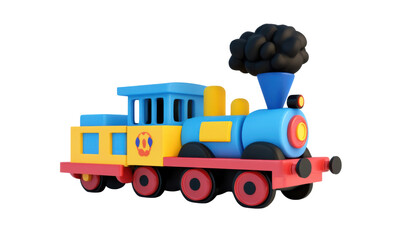 Colorful toy train adventure kids room 3d render playful environment close-up view imagination and fun