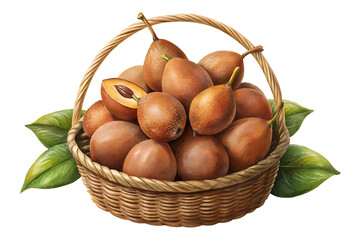 Delicious Lucuma Fruits Freshly Picked and Placed in a Woven Basket