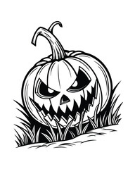 Spooky Jack O Lantern Pumpkin with Sharp Glowing