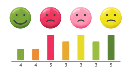 Colorful Rating Icons and Bar Graph