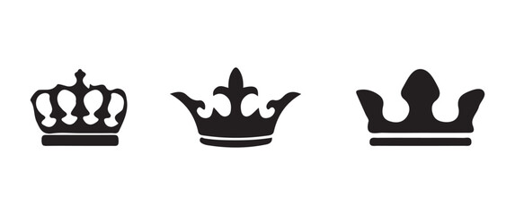 Simple and minimal king crown black silhouette, perfect royalty or leadership concepts in design projects, elegant Royal Symbol Design, vector illustration EPS 10.