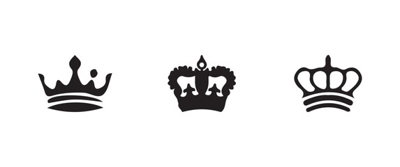 Simple and minimal king crown black silhouette, perfect royalty or leadership concepts in design projects, elegant Royal Symbol Design, vector illustration EPS 10.