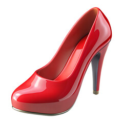 3d icon of shiny red high heel shoe isolated on transparent background