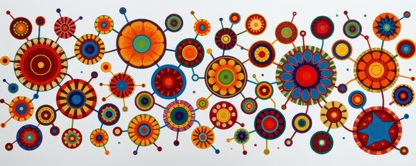 Fototapeta premium organic abstraction inspired by microbial colonies with vibrant circular compositions.