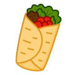 Flat Simple Illustration of Burrito