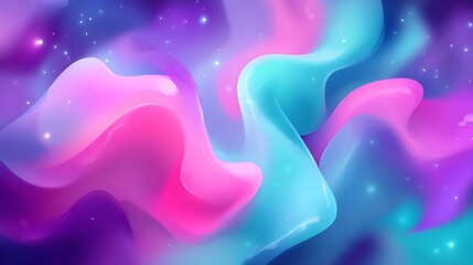 Abstract Colorful Fluid Art with Pink Blue Purple Swirls and Light Effects