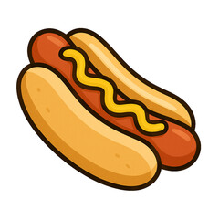 Flat Simple Illustration of Hot Dog