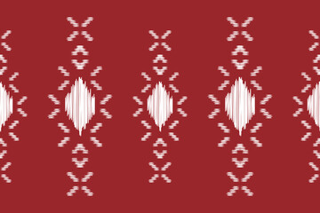 Ethnic Ikat fabric pattern geometric style.African Ikat red embroidery Ethnic oriental pattern red background. Abstract,vector,illustration.Texture,clothing,frame,decoration,carpet,motif.