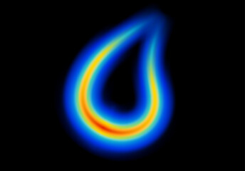 Abstract shape glowing in neon light with heatmap color palette