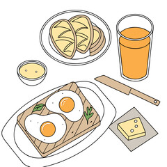 A delicious breakfast spread with fried eggs and toast