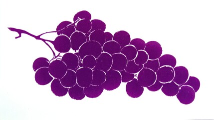 Purple grapes on a stem, graphic design