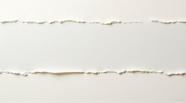 Clean White Paper Background with Rough Torn Edges and Ample Copy Space