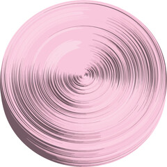 Swirling concentric circles feature vibrant red, soft yellow, and pastel pink hues