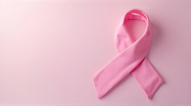 Pink Ribbon Symbol for Breast Cancer Awareness on a Soft Pink Background
