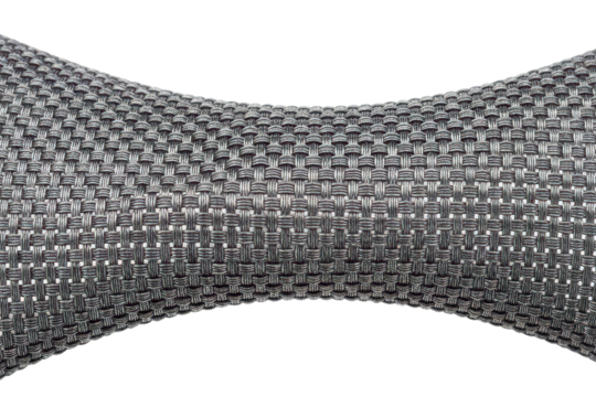 Industrial braided wire mesh texture in an hourglass shape isolated with transparent background