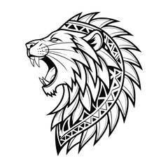 Vector Design of a Roaring Lion Head Geometric S New