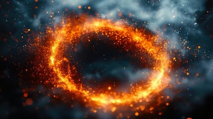 A fiery ring in the dark night sky, great for scenes with celestial events or apocalyptic settings