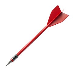 Red dart isolated on transparent background in a studio shot, close up view