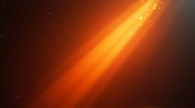 Warm Orange Light Rays with Glowing Particles on a Dark Background