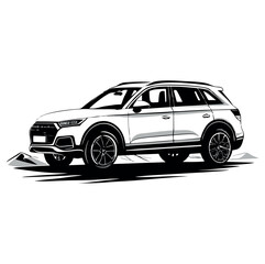Fototapeta premium Stylish SUV Car Illustration – Modern Black and White Vector Artwork