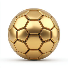 Fototapeta premium Golden soccer ball representing success, victory, and championship. Shiny gold football symbolizing prize, award, and sport triumph on white isolated background