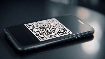 A smartphone screen displaying a QR code, highlighting the concept of scanning and accessing information.