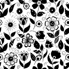 Seamless Botanical Floral Pattern &ndash; Colorful Decorative Flower and Leaf Background