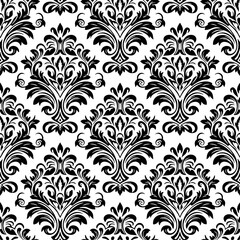 Seamless Abstract Wave and Circle Pattern &ndash; Modern Black and White Decorative Background Seamless Ornamental Swirl and Leaf Pattern &ndash; Elegant Black and White Decorative Background
