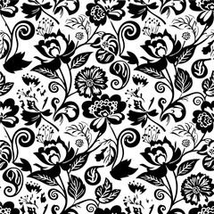 Seamless Botanical Floral Pattern &ndash; Colorful Decorative Flower and Leaf Background