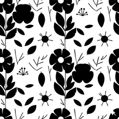 Seamless Botanical Floral Pattern &ndash; Colorful Decorative Flower and Leaf Background Seamless Abstract Wave and Circle Pattern &ndash; Modern Black and White Decorative Background Seamless Ornamental Swirl an