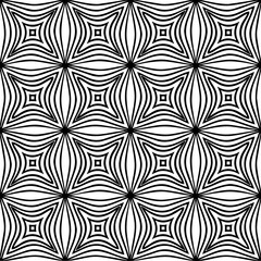 Seamless Abstract Wave and Circle Pattern &ndash; Modern Black and White Decorative Background Seamless Ornamental Swirl and Leaf Pattern &ndash; Elegant Black and White Decorative Background