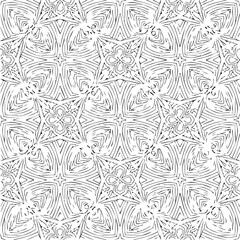 Seamless Abstract Wave and Circle Pattern &ndash; Modern Black and White Decorative Background Seamless Ornamental Swirl and Leaf Pattern &ndash; Elegant Black and White Decorative Background