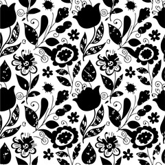 Seamless Botanical Floral Pattern &ndash; Colorful Decorative Flower and Leaf Background