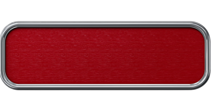 Red Brushed Metal Rectangular Button with Silver Trim isolated on a transparent background - Powered by Adobe
