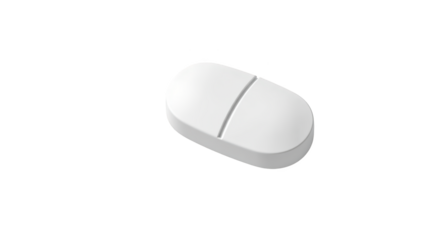 Smooth, oval shaped white tablet rests on flat surface, showcasing its clean design and simplicity
