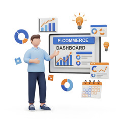 E-commerce dashboard presentation with data analysis and business insights.