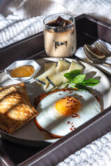 breakfast fried eggs with chess