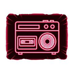 Fototapeta premium Neon pink retro boombox isolated on transparent background